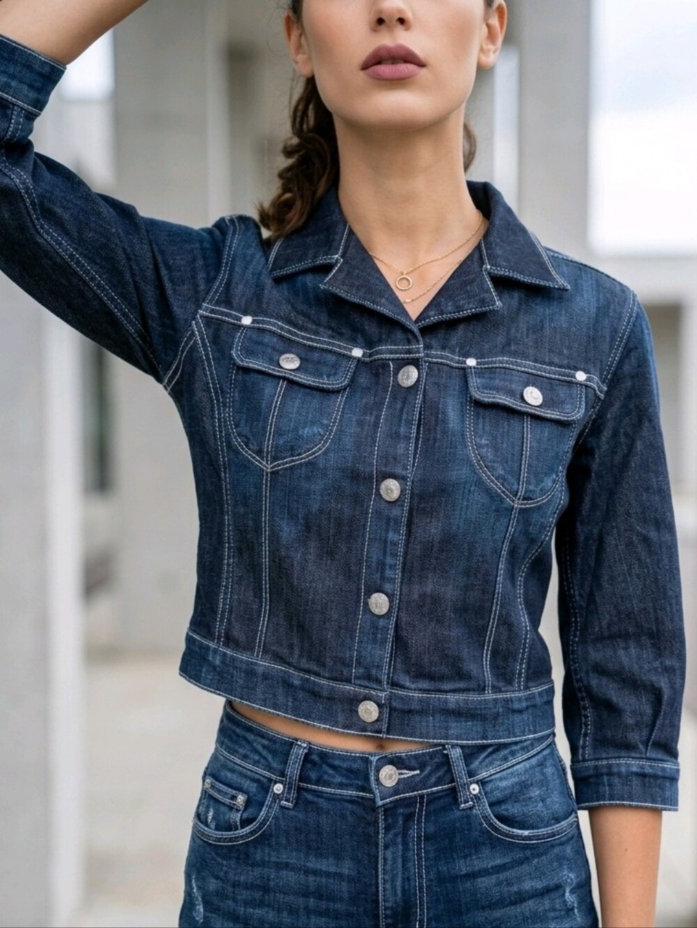 Ag Adriano Goldschmied Indigo Cropped Denim Jacket